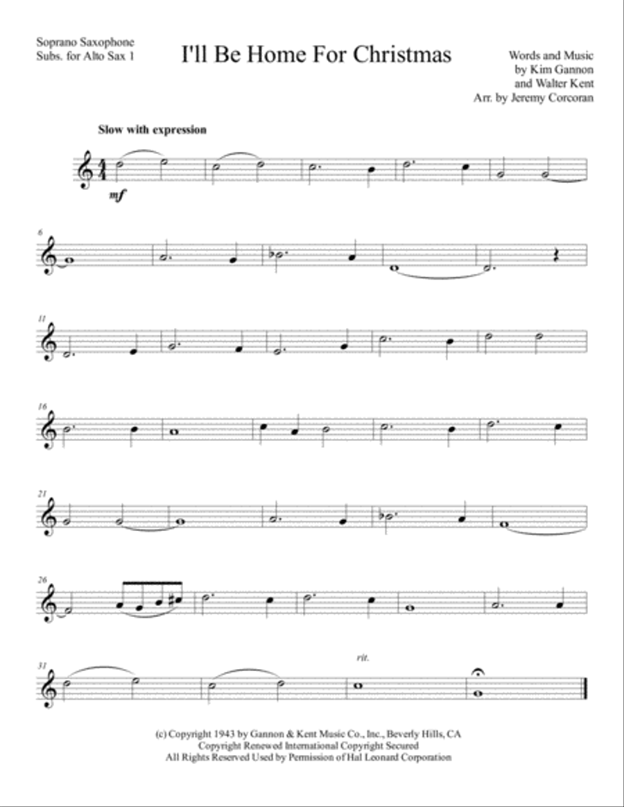 I'll Be Home For Christmas Woodwind Quartet scores gallery preview page 5