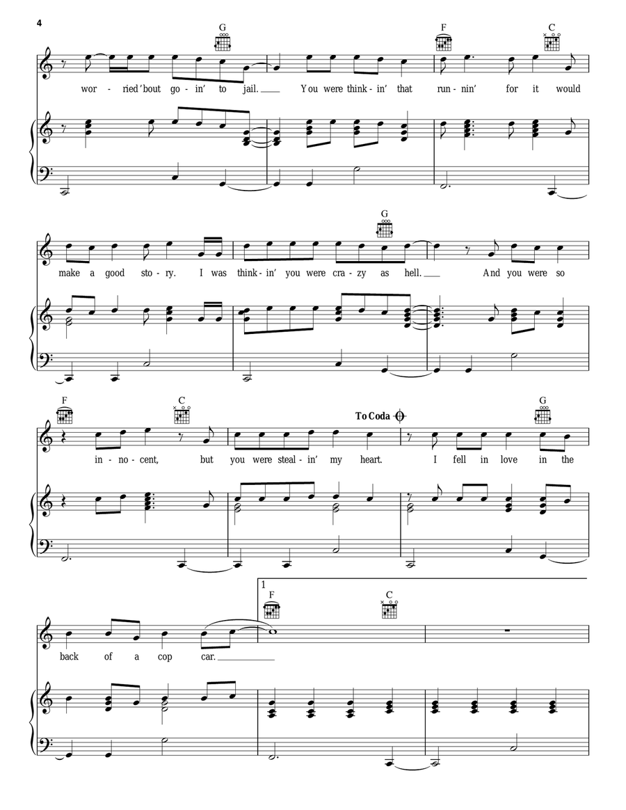 Cop Car Piano, Vocal, Guitar scores gallery preview page 4