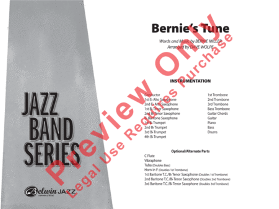 Bernie's Tune Jazz Ensemble scores gallery preview page 2