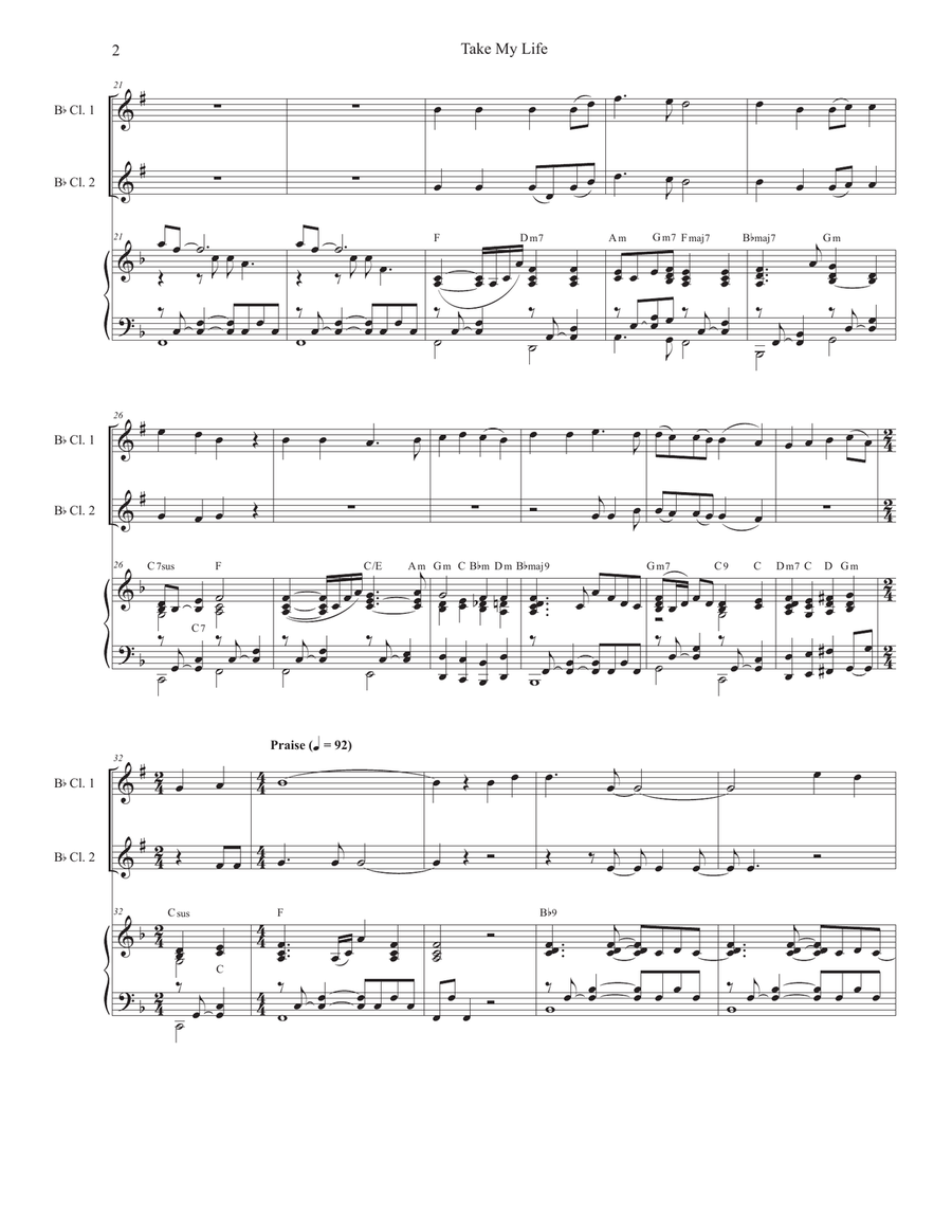 Take My Life (Duet for Bb-Clarinet) Clarinet Duet scores gallery preview page 2
