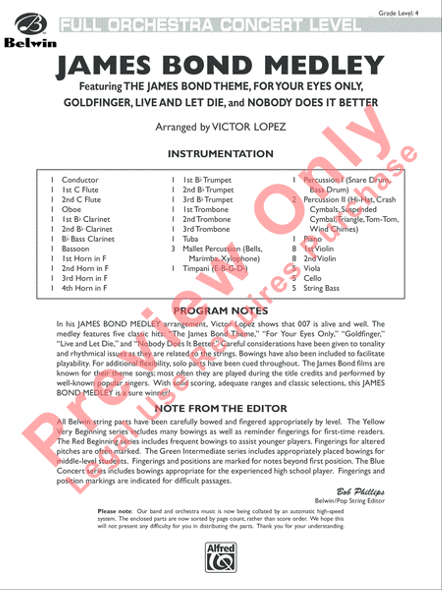 James Bond Medley James Bond Medley Full Orchestra scores gallery preview page 2