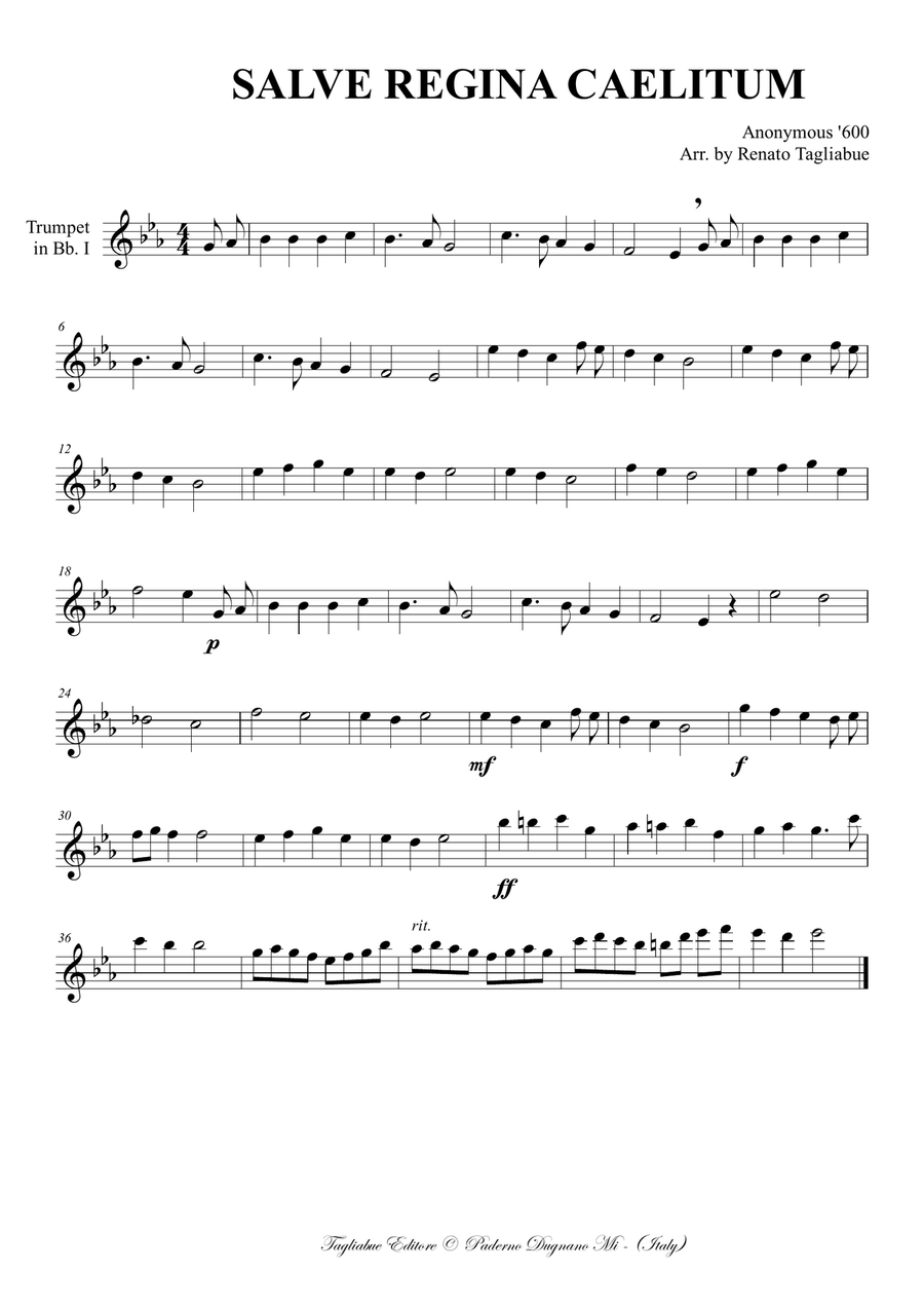 SALVE REGINA COELITUM - Arr. for Brass quintet - With parts Brass Quintet scores gallery preview page 2