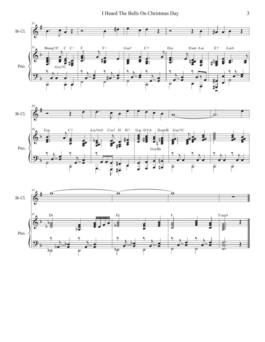 I Heard The Bells On Christmas Day I Heard The Bells On Christmas Day Clarinet Solo scores gallery preview page 3