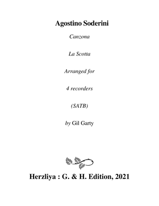 Book cover for Canzona no.12 "La Scotta" (Arrangement for 4 recorders)