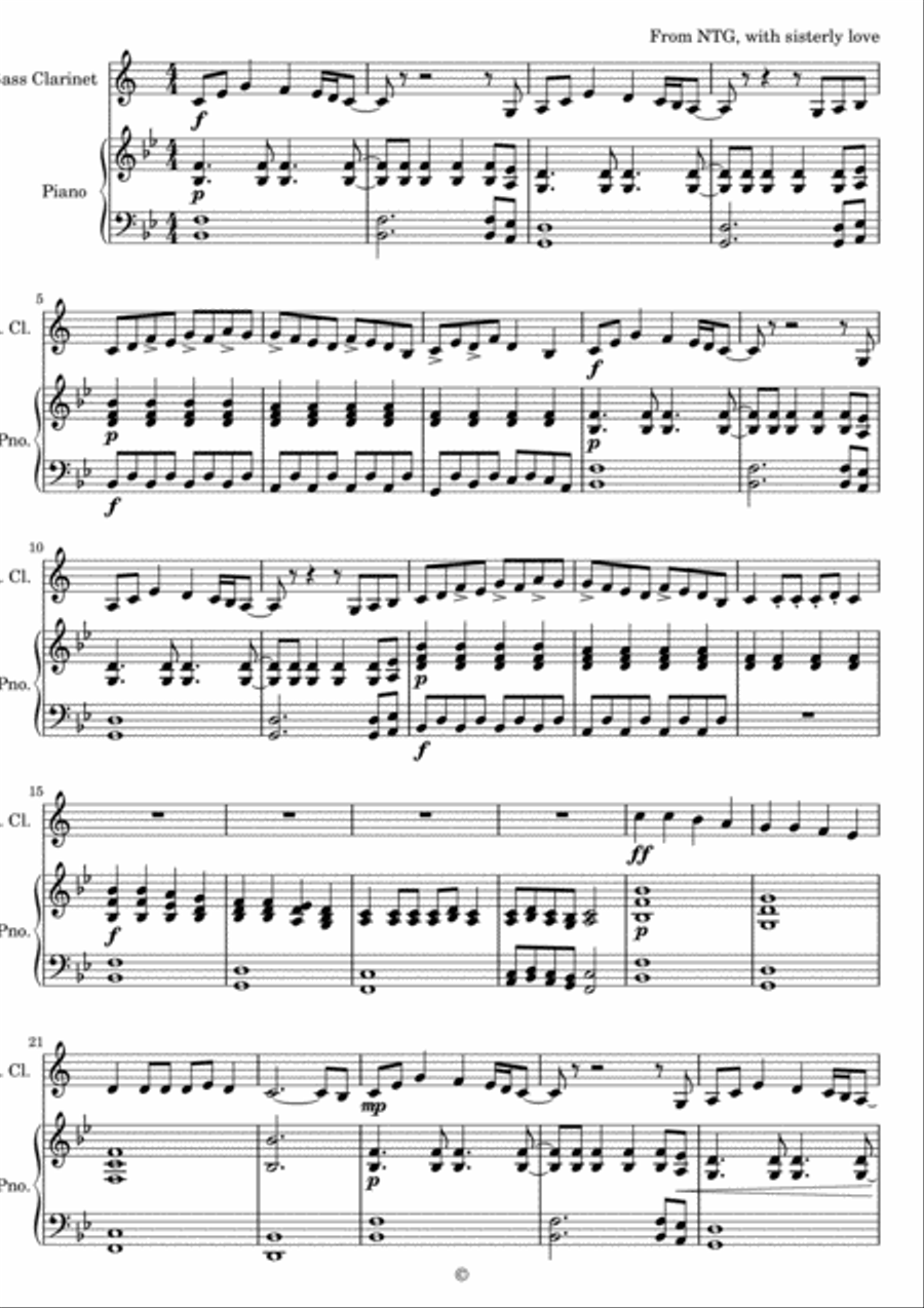 Hors D'Oevures to the Great Feast Bass Clarinet scores gallery preview page 1