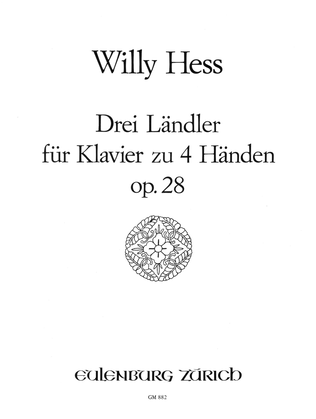 Book cover for 3 'Laendler' for piano four hands