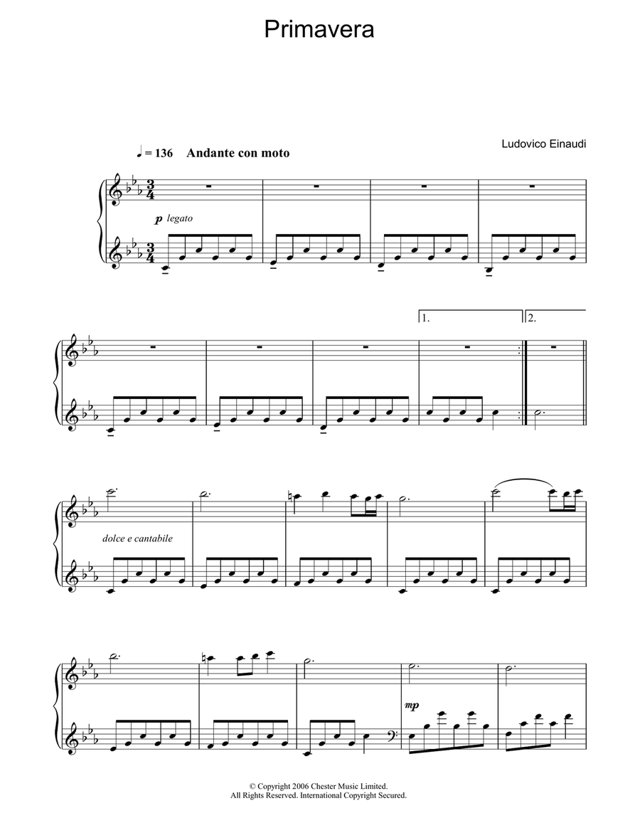 Primavera Piano Solo scores gallery preview page 1