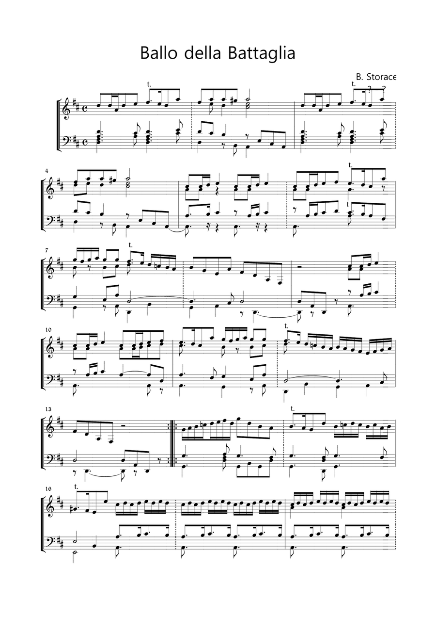 BALLO DELLA BATTAGLIA - Storace - Piano-Organ Organ scores gallery preview page 1