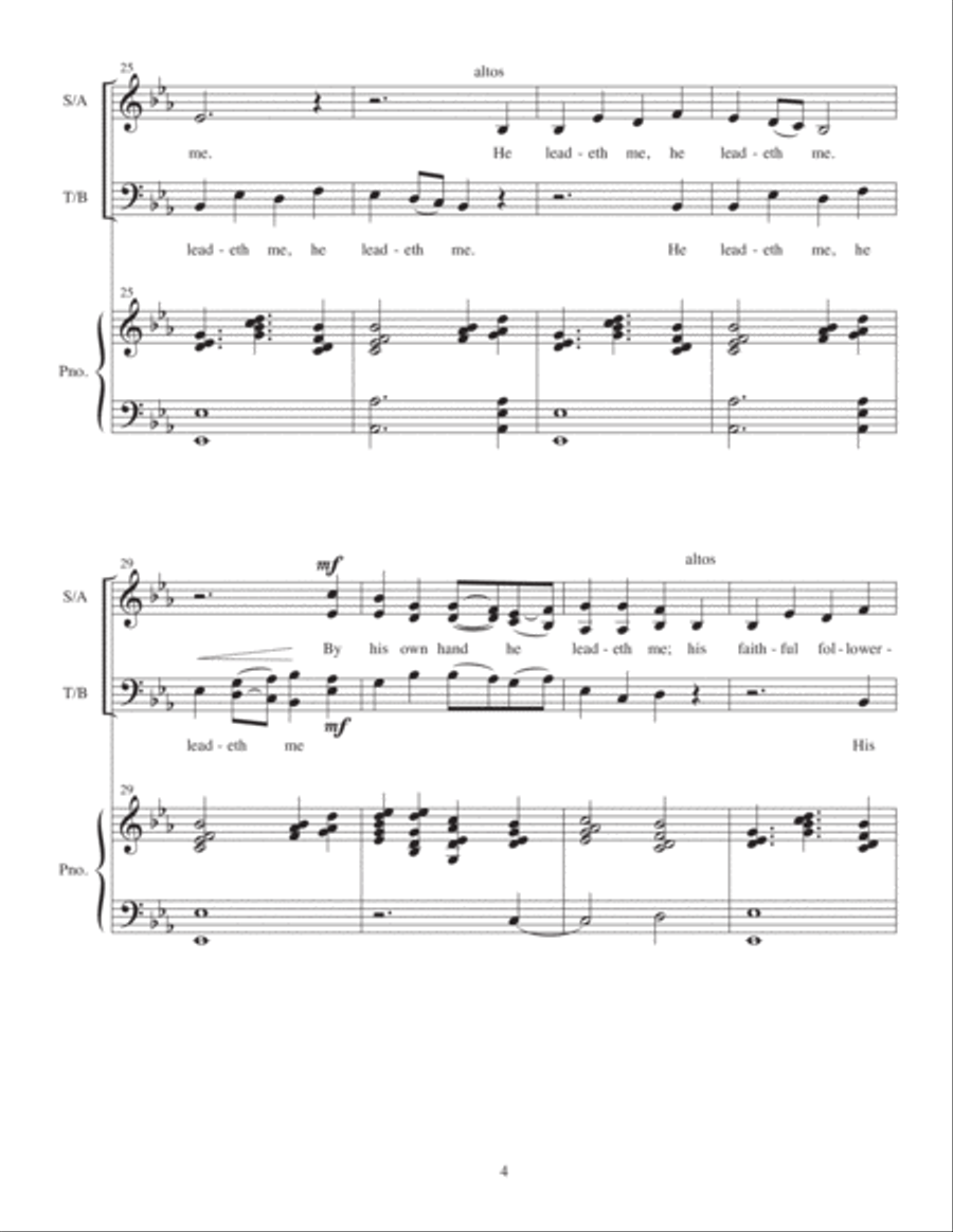He Leadeth Me (choir + piano + jazz soloist) 4-Part scores gallery preview page 5