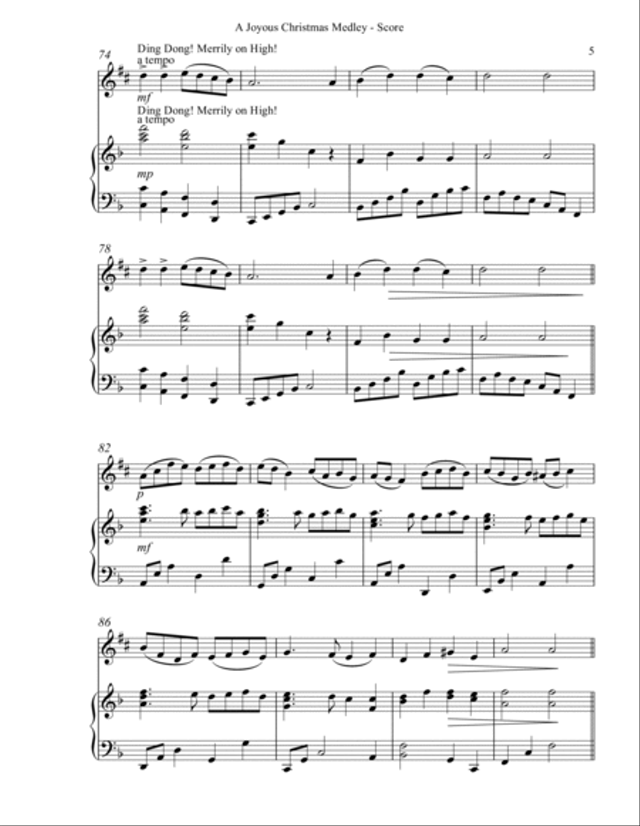 A Joyous Christmas Medley, Duet for Eb Alto Saxophone & Harp image number null