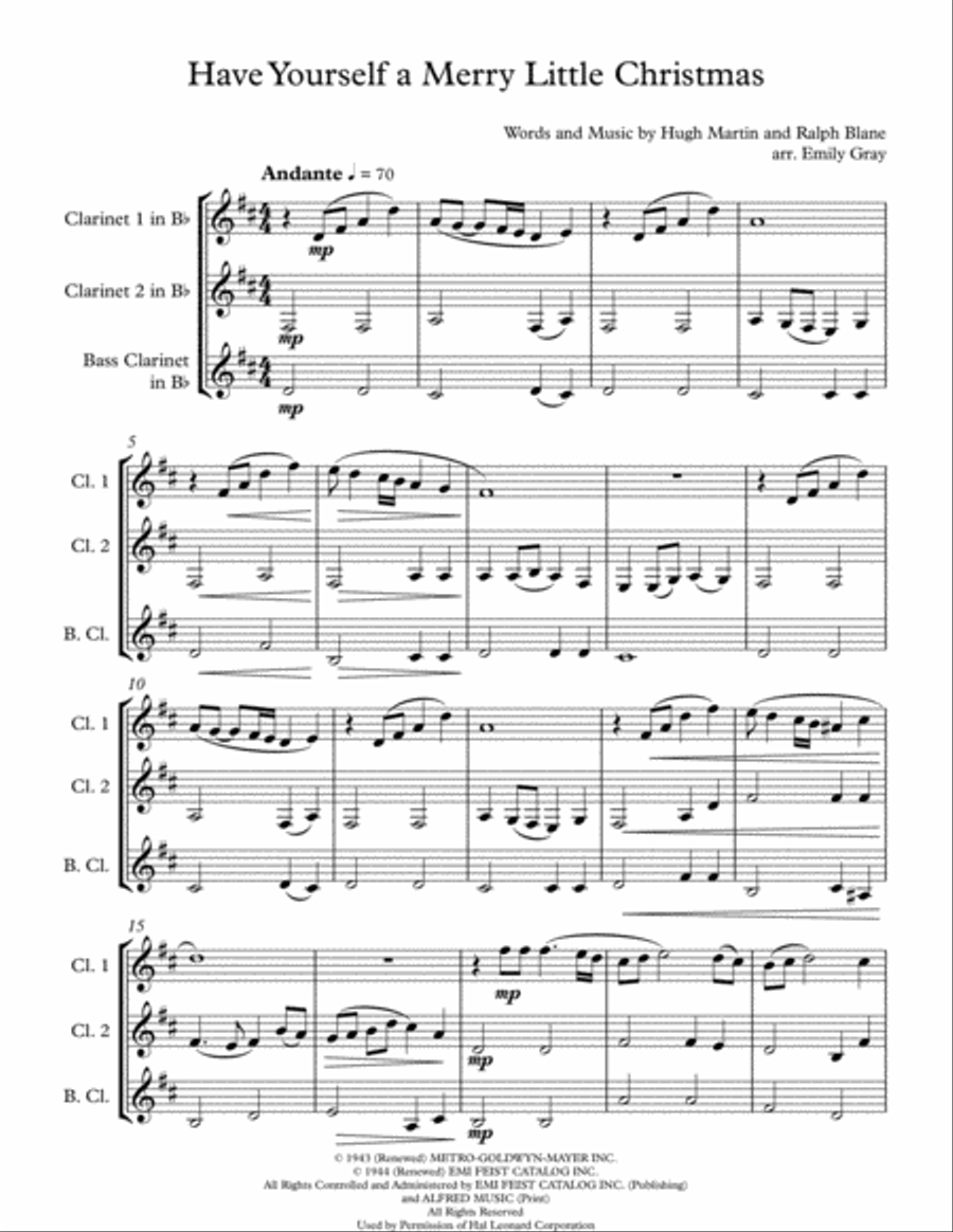 Have Yourself A Merry Little Christmas from MEET ME IN ST. LOUIS Woodwind Trio scores gallery preview page 3