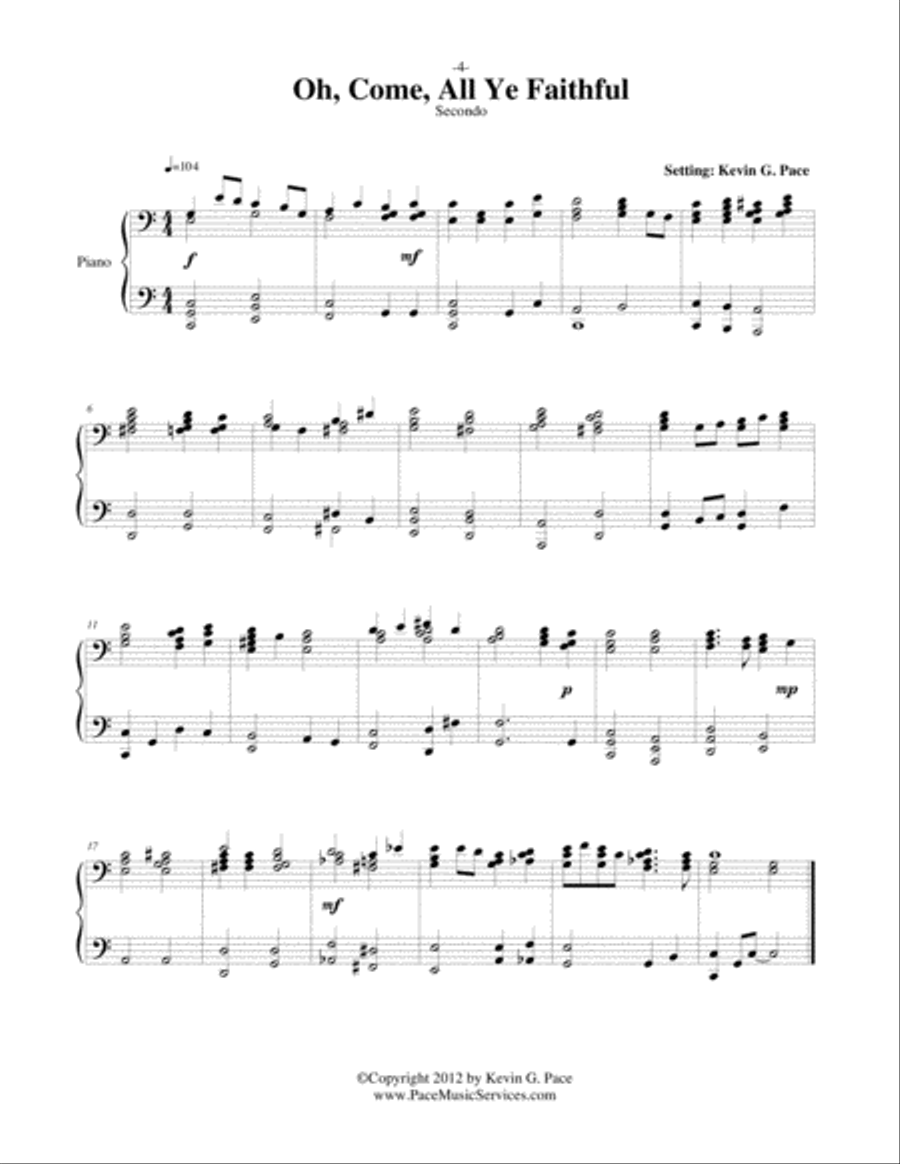 Oh, Come, All Ye Faithful - easy piano duet Easy Piano scores gallery preview page 2