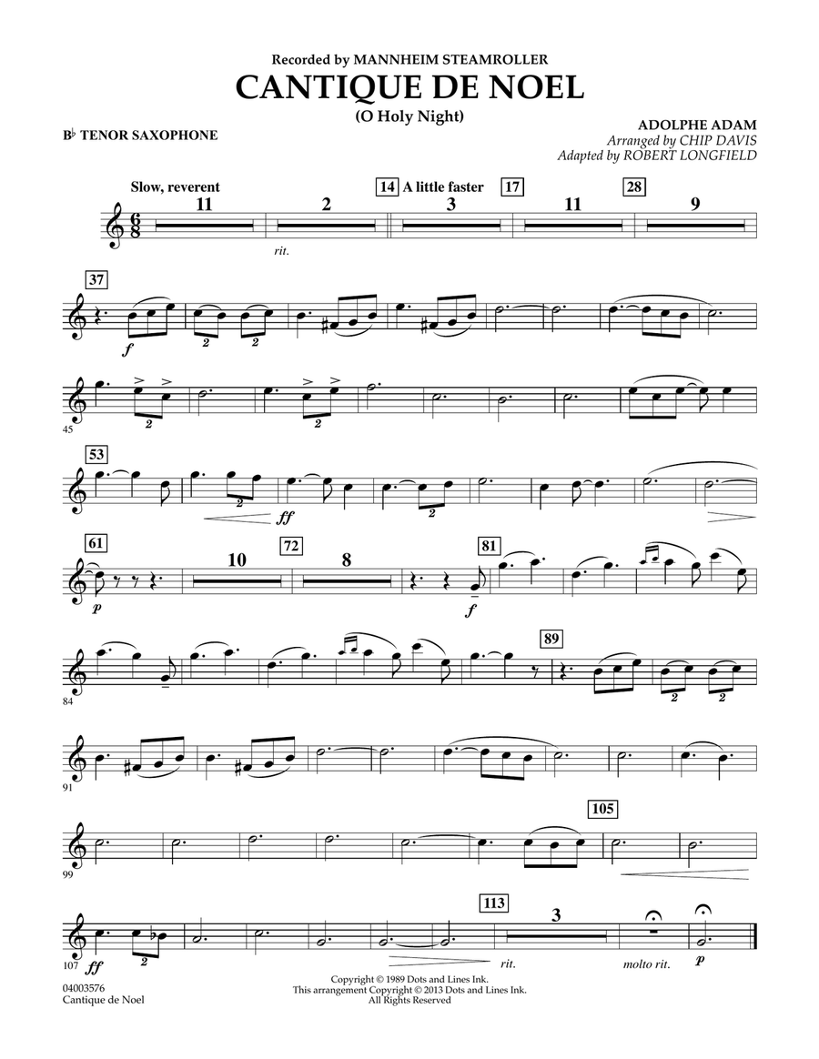 Cantique de Noel (O Holy Night) - Bb Tenor Saxophone