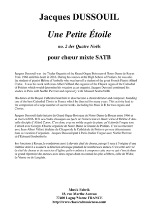 Jacques Dussouil: "Une Petite Étoile" from Quatre Noëls for SATB mixed chorus