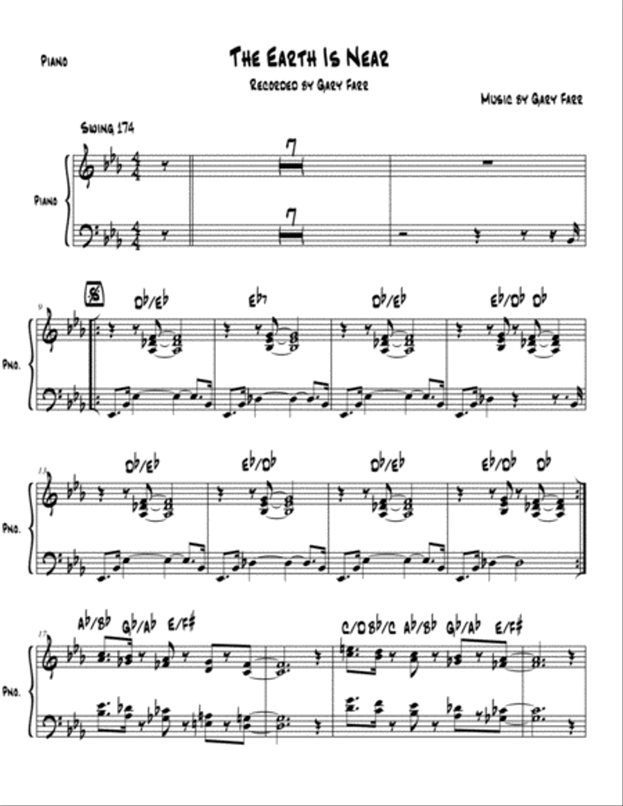 The Earth Is Near Piano Solo scores gallery preview page 1