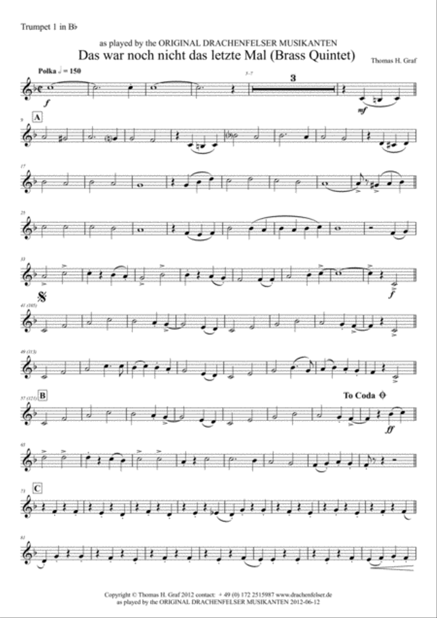 Das war noch nicht das letzte Mal - German Polka - Oktoberfest - Brass Quintet Brass Quintet scores gallery preview page 6