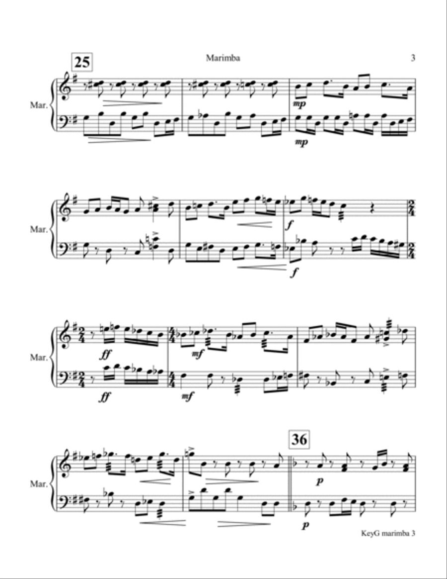Key G- duet for marimba Key G- duet for marimba Marimba scores gallery preview page 3