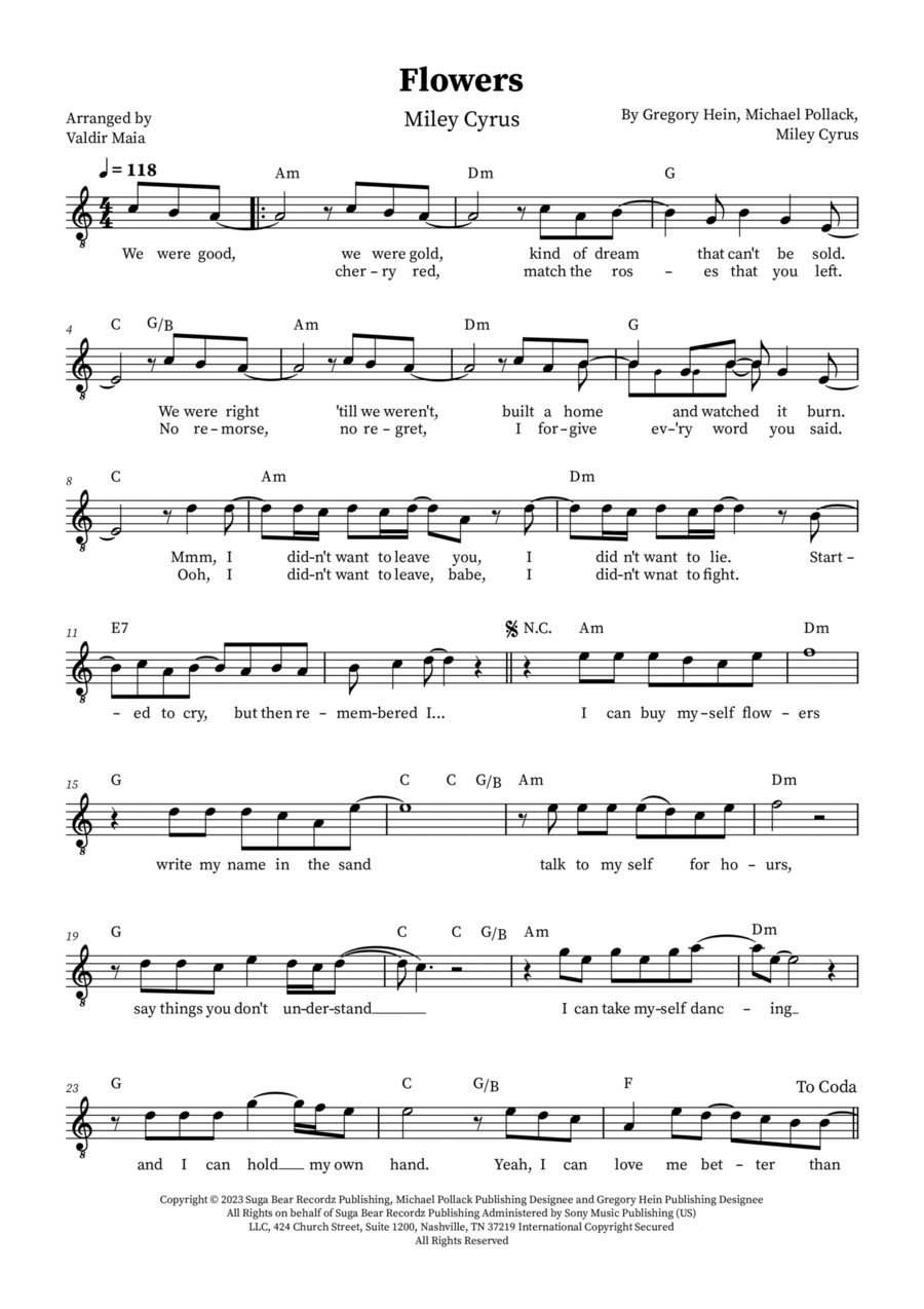 Flowers Easy Piano scores gallery preview page 1