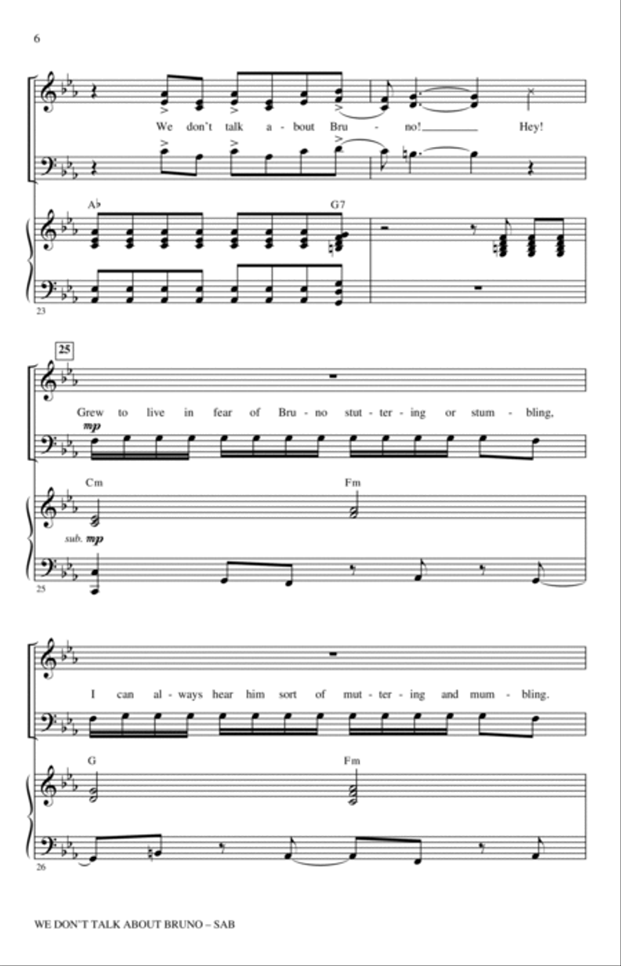 We Don't Talk About Bruno (from Encanto) - SAB Choir 3-Part scores gallery preview page 5