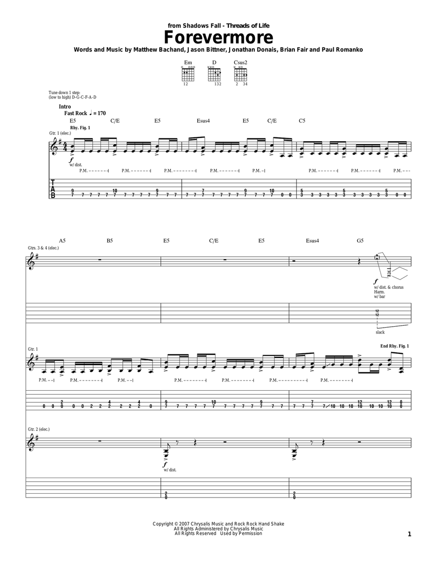 Forevermore Electric Guitar scores gallery preview page 1
