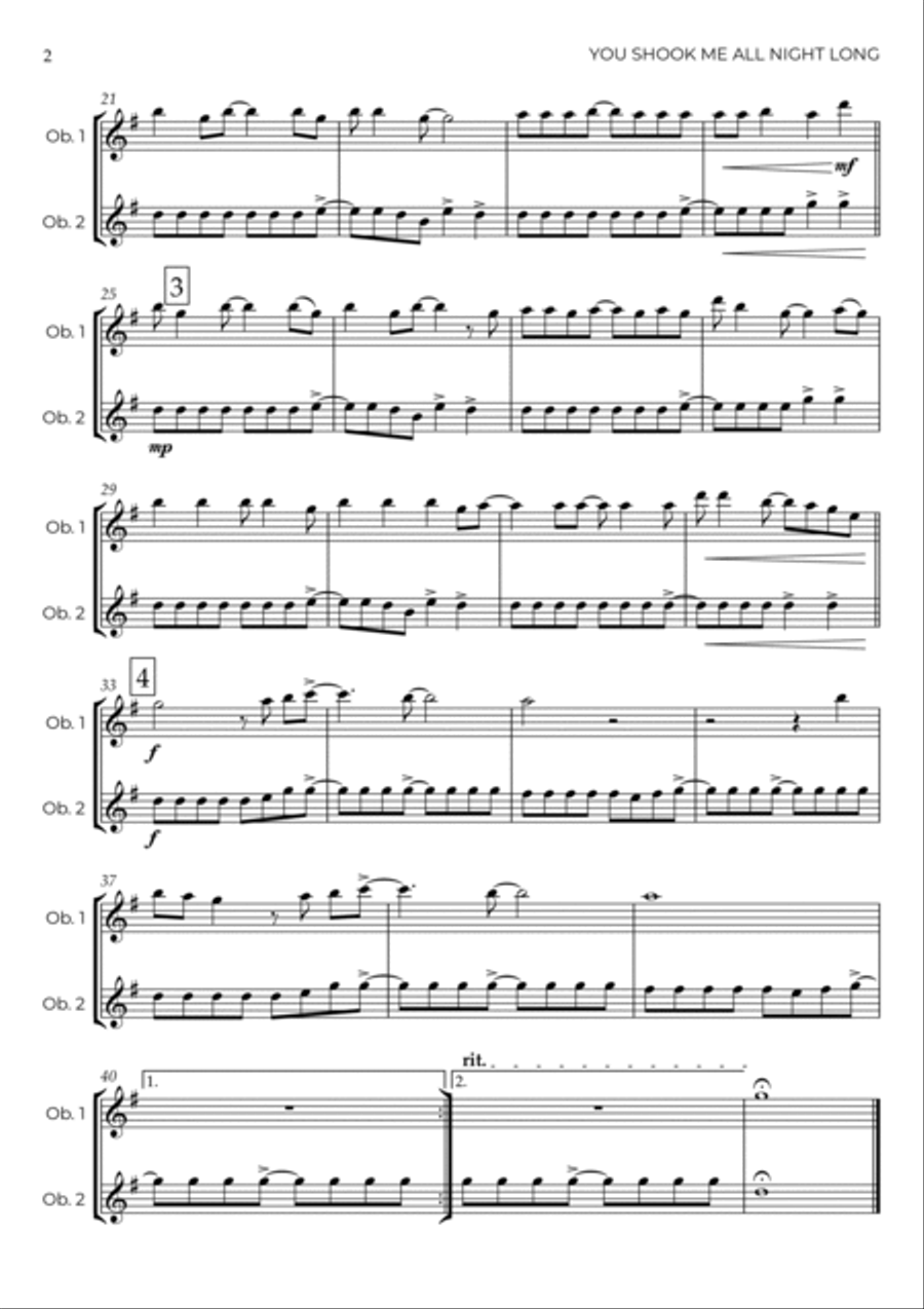 You Shook Me All Night Long Woodwind Duet scores gallery preview page 3