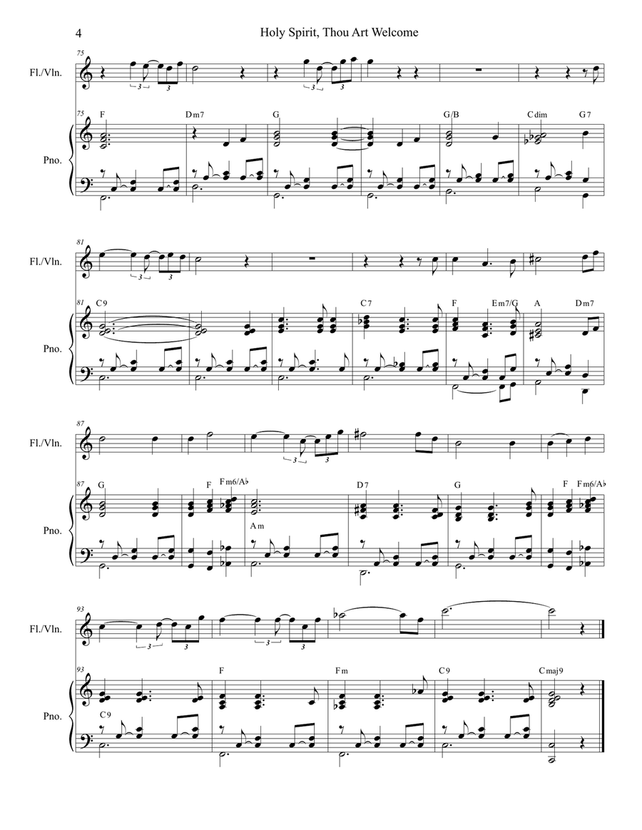 Holy Spirit, Thou Art Welcome Flute scores gallery preview page 4