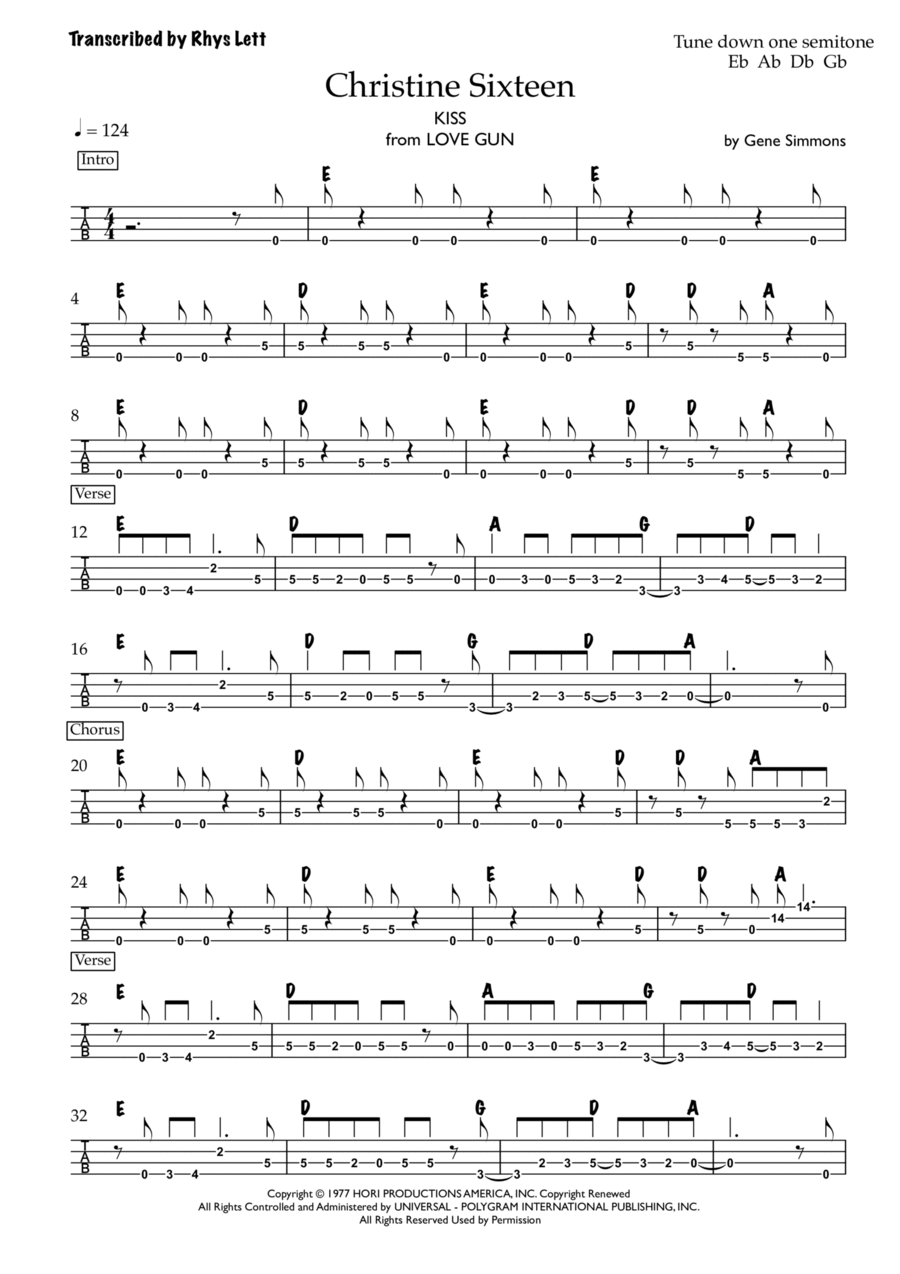 Christine Sixteen Guitar Tablature scores gallery preview page 1