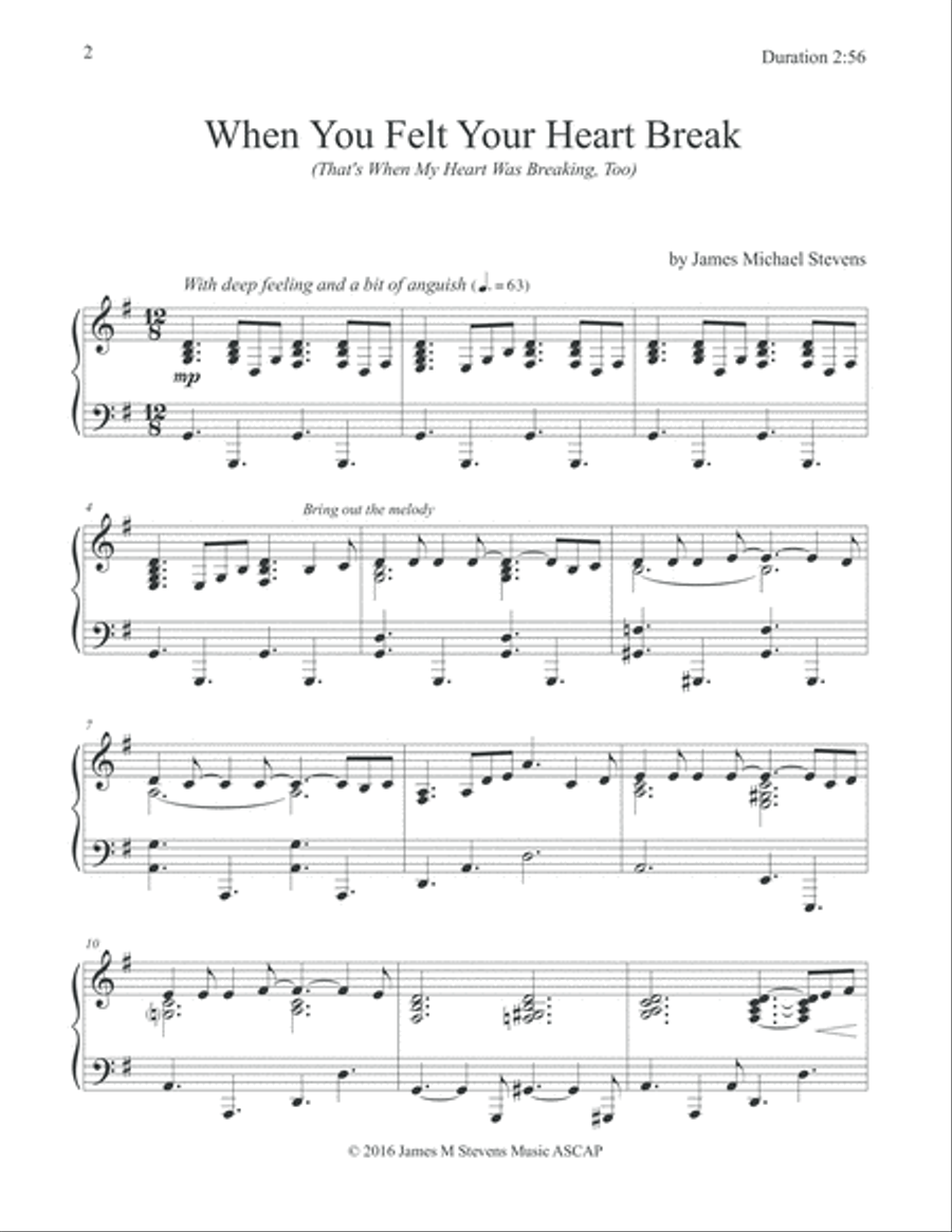 When You Felt Your Heart Break Piano Solo scores gallery preview page 2