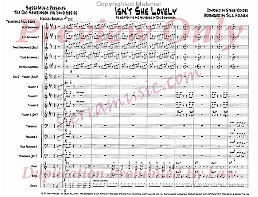 Isn't She Lovely (For Doc) Jazz Ensemble scores gallery preview page 2