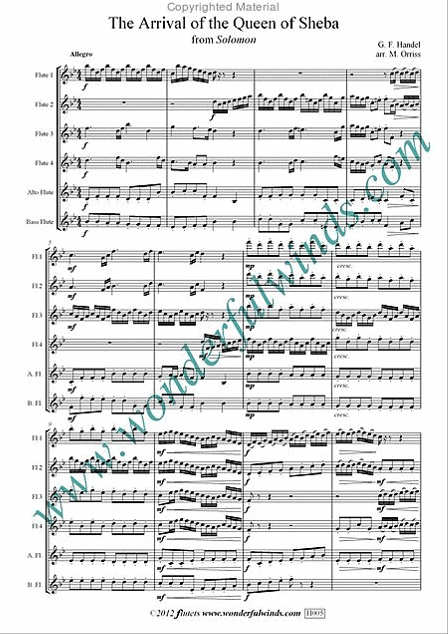 The Arrival Of The Queen Of Sheba Chamber Music scores gallery preview page 2