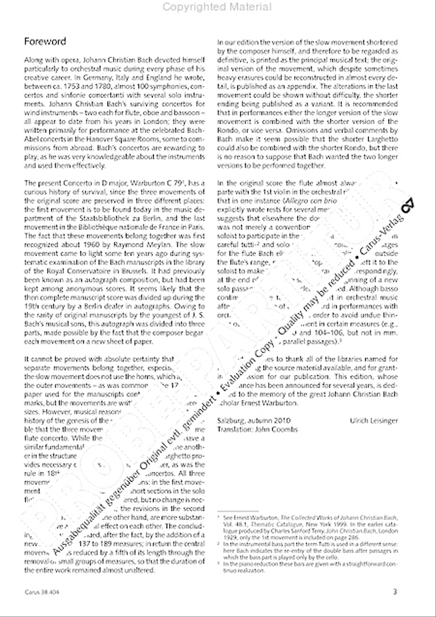 Concerto for Flute in D major (Concerto per il Flauto traverso in D / Flotenkonzert in D) Flute Solo scores gallery preview page 5