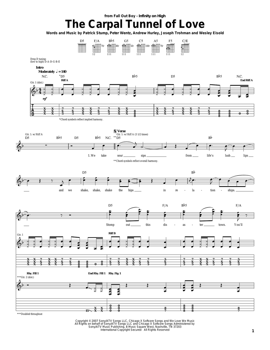 The Carpal Tunnel Of Love Acoustic Guitar scores gallery preview page 1