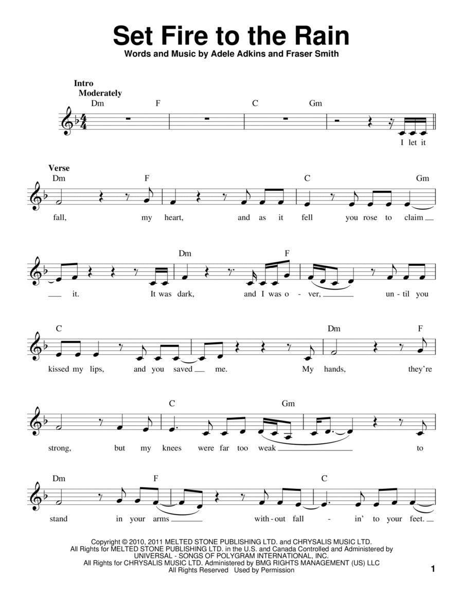 Set Fire To The Rain Voice scores gallery preview page 1