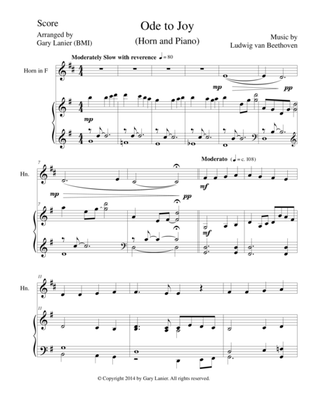 ODE TO JOY (French Horn Piano and Horn Part) Joyful, Joyful, We Adore Thee