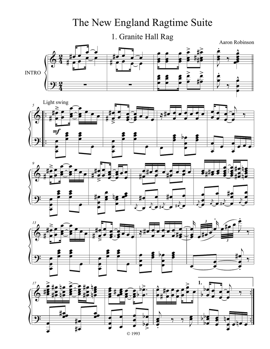 The New England Ragtime Suite Piano Solo scores gallery preview page 1
