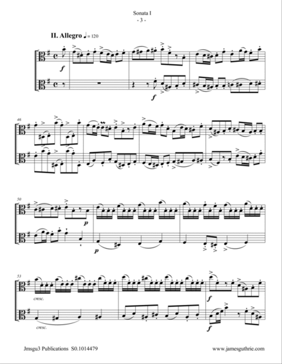Handel: Sonata No. 1 for Viola Duo String Duet scores gallery preview page 3