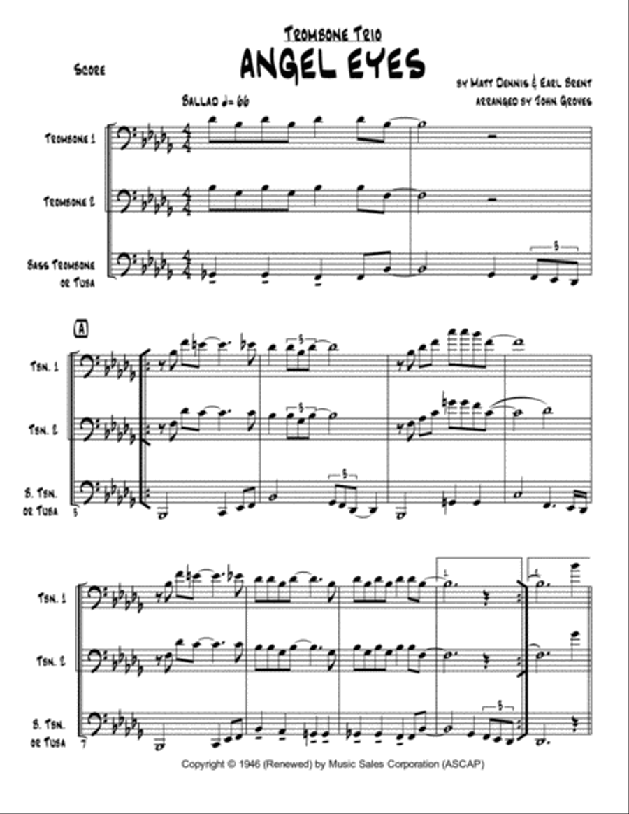 Angel Eyes Trombone Trio scores gallery preview page 2