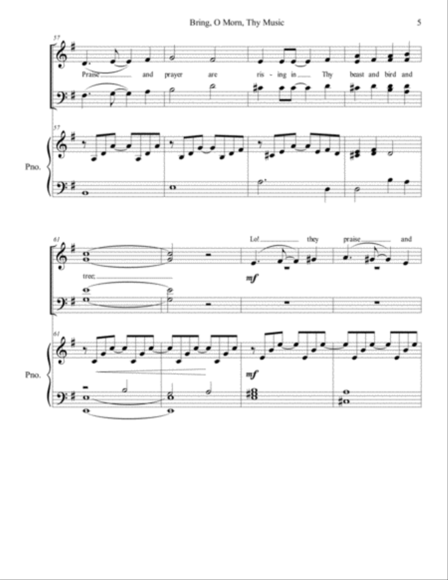 Bring, O Morn, Thy Music (SATB/piano) - Brenda Portman 4-Part scores gallery preview page 5