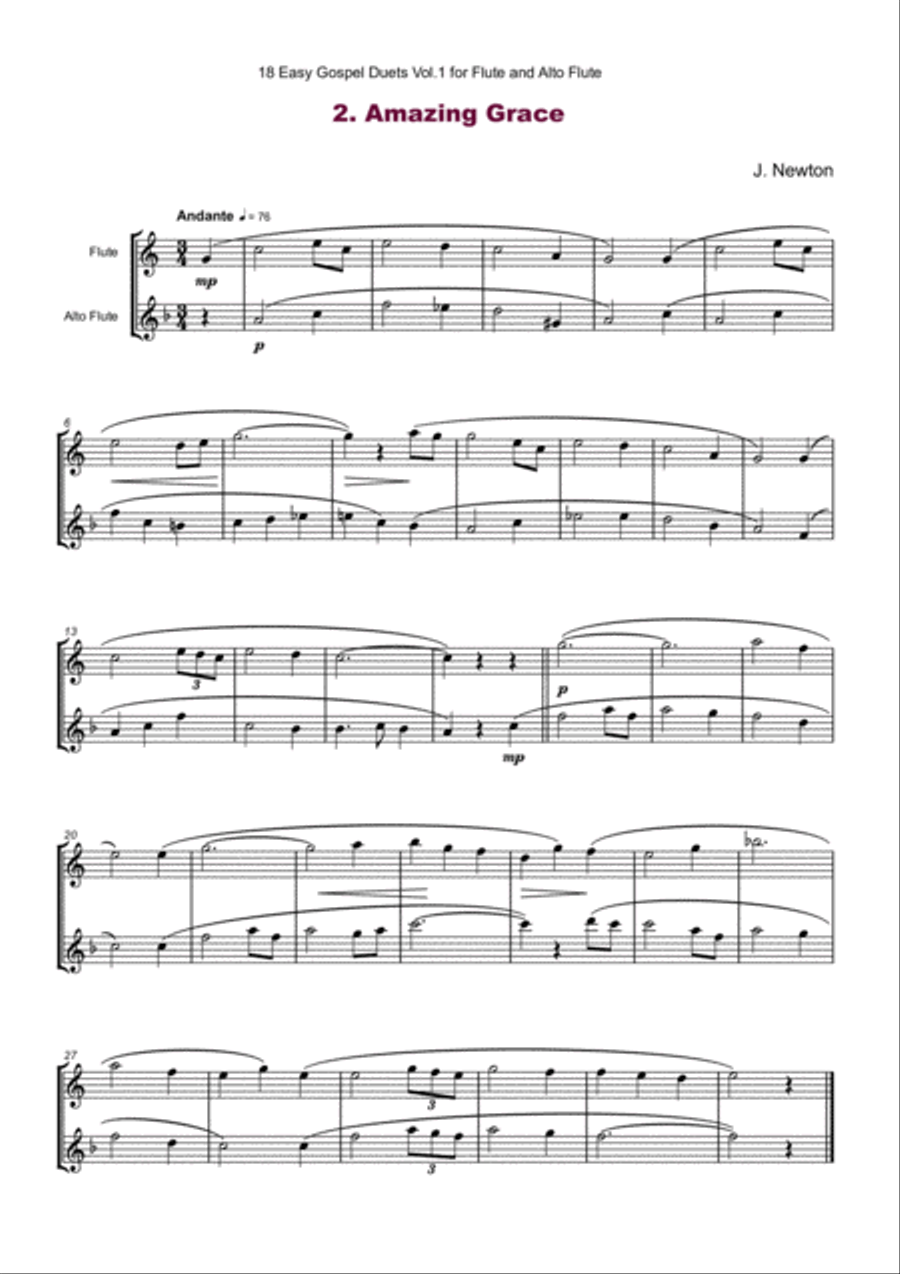 18 Easy Gospel Duets Vol.1 for Flute and Alto Flute Woodwind Duet scores gallery preview page 4