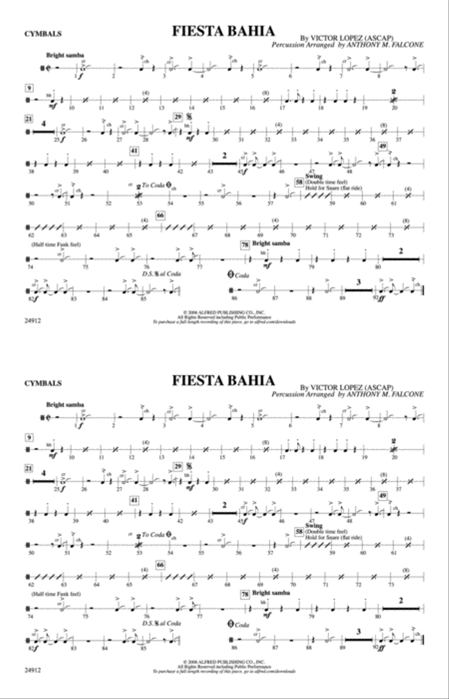 Fiesta Bahia: Cymbals Marching Band scores gallery preview page 1