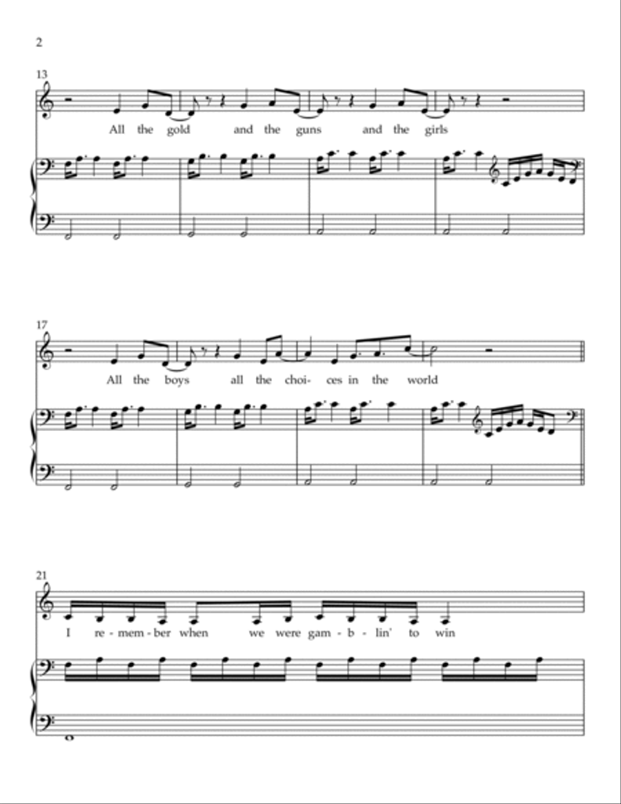 Theme From Gold Guns Girls Piano, Vocal, Guitar scores gallery preview page 2