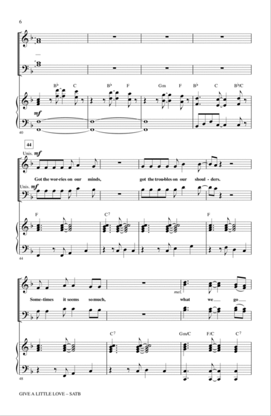 Give A Little Love (arr. Alan Billingsley) 4-Part scores gallery preview page 5