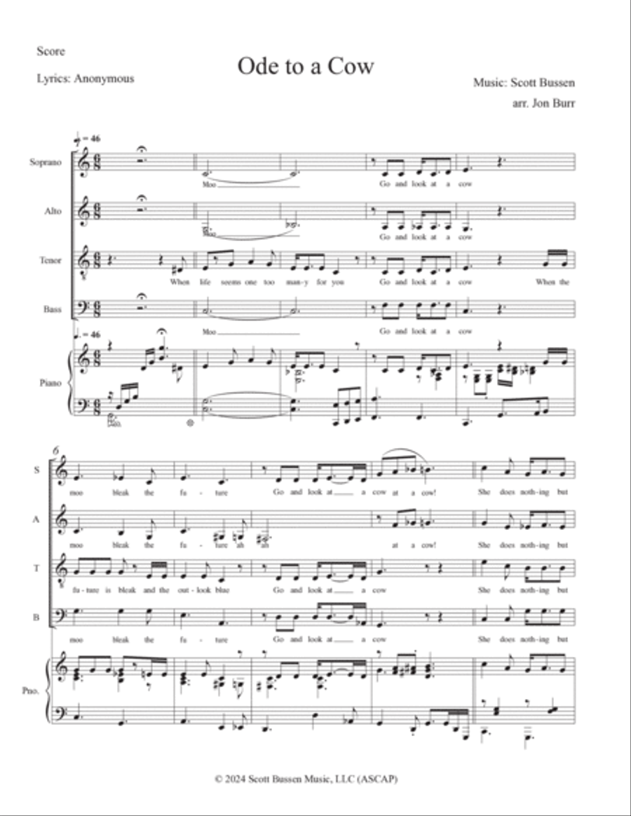 Ode to a Cow 4-Part scores gallery preview page 2