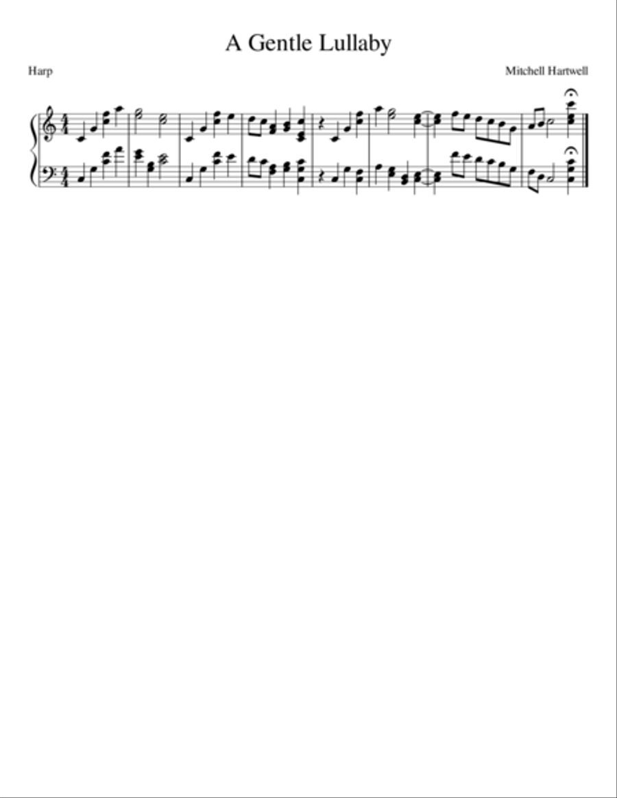A Gentle Lullaby A Gentle Lullaby Harp scores gallery preview page 1