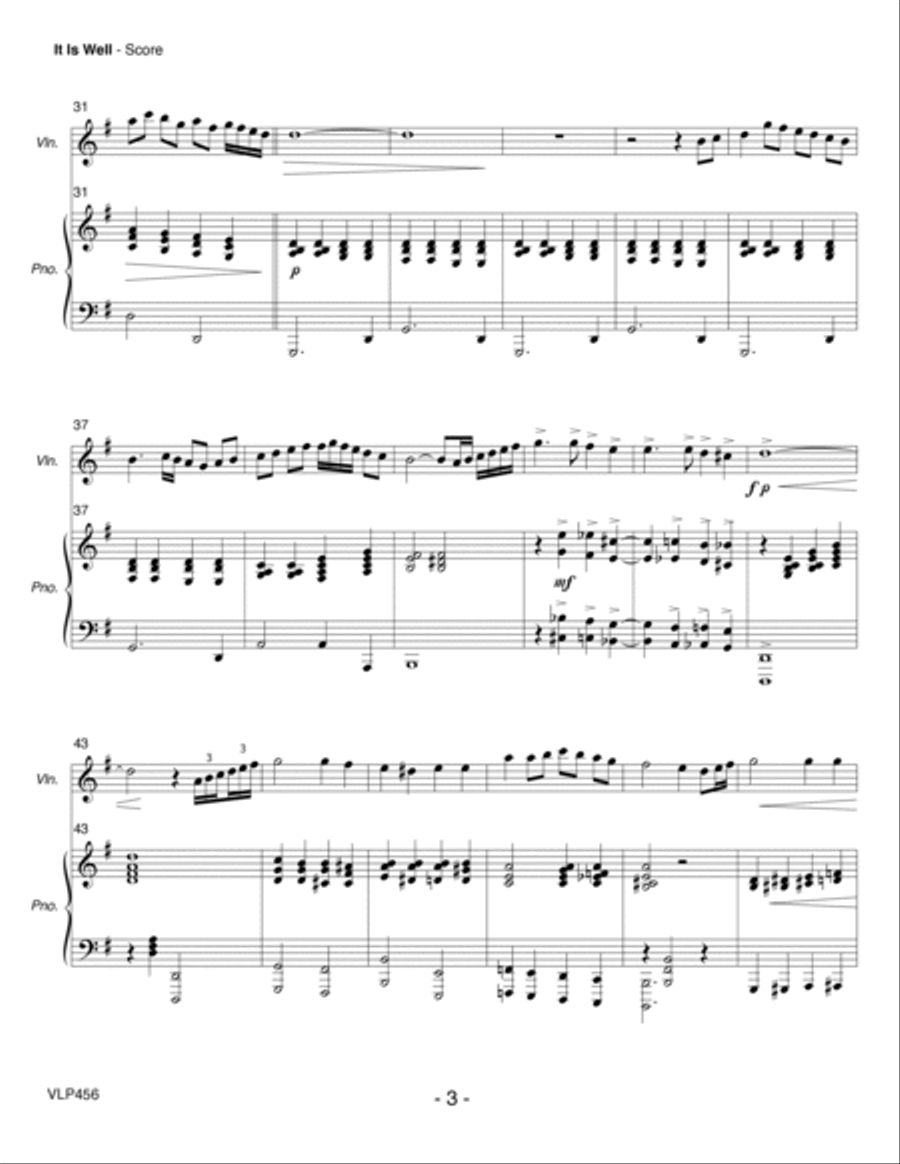 IT IS WELL WITH MY SOUL - Violin Solo with Piano Accompaniment (Grade 3+) Violin Solo scores gallery preview page 3