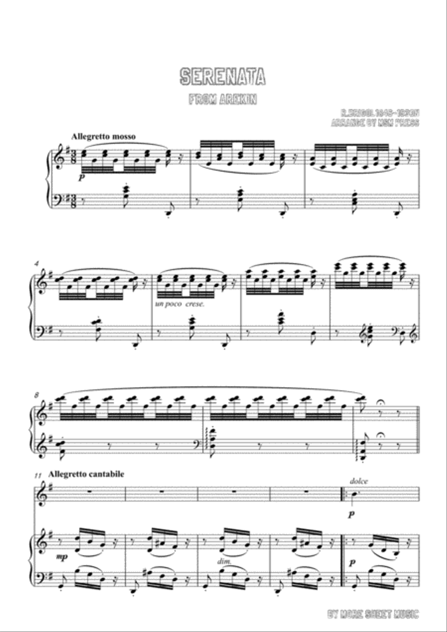 Drigo-Serenata,for Violin and Piano,for Voice and Piano Voice Solo scores gallery preview page 3