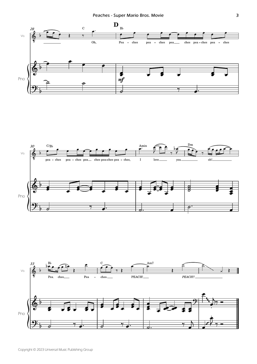 Peaches Piano, Vocal scores gallery preview page 5