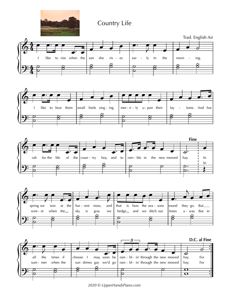 Country Life (Easy/Intermediate) as heard in Emma 2020 Piano, Vocal scores gallery preview page 1