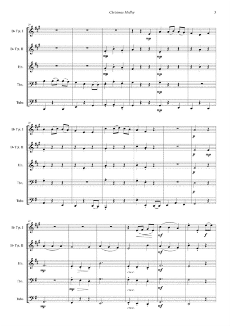 Christmas Medley for Brass quintet Brass Quintet scores gallery preview page 3