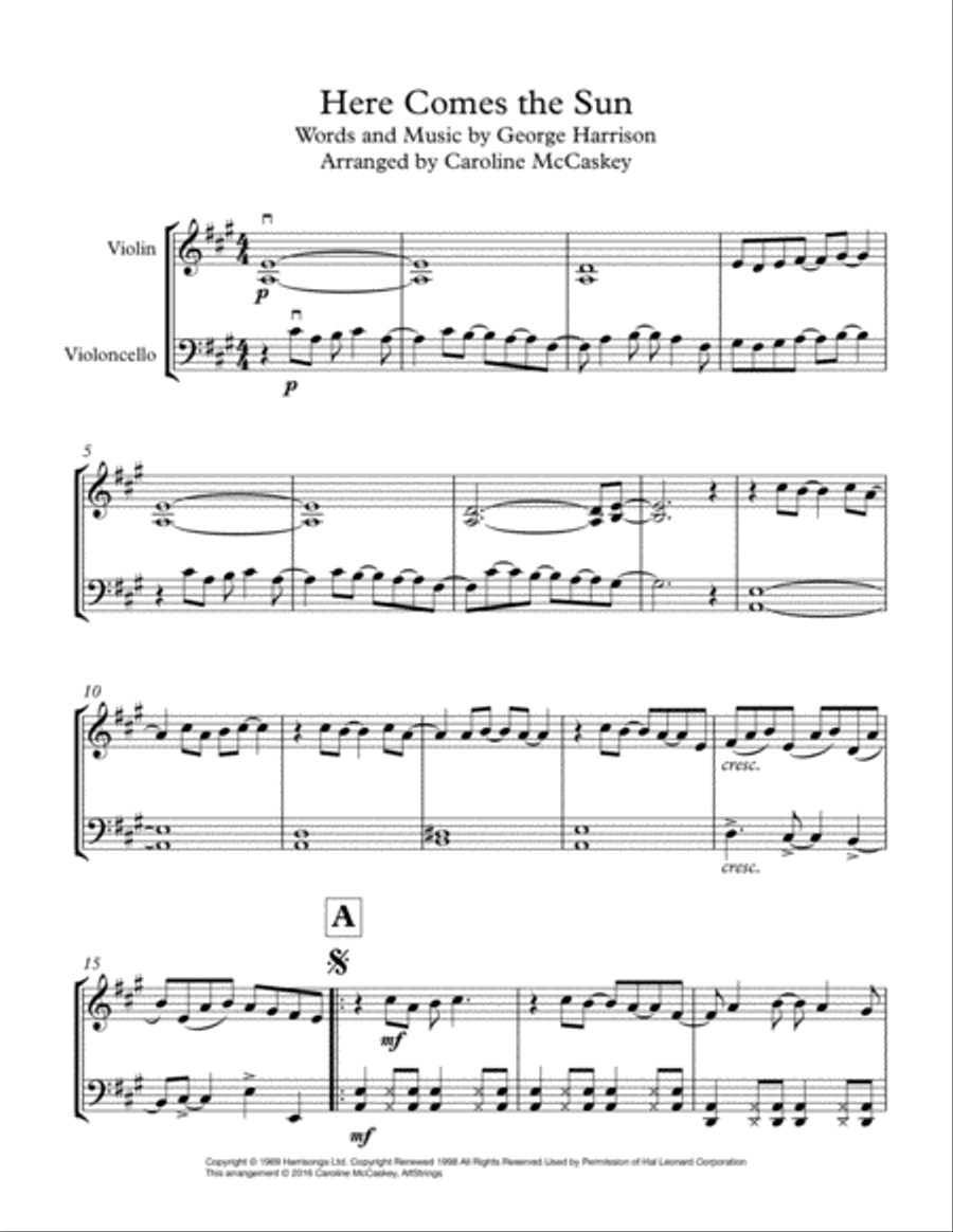 Here Comes The Sun String Duet scores gallery preview page 2